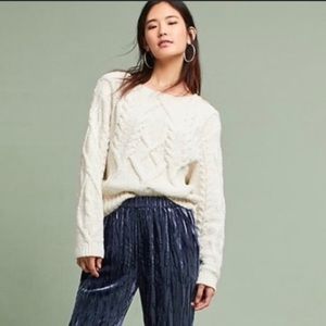 Anthropologie Sleeping on Snow chenille sweater